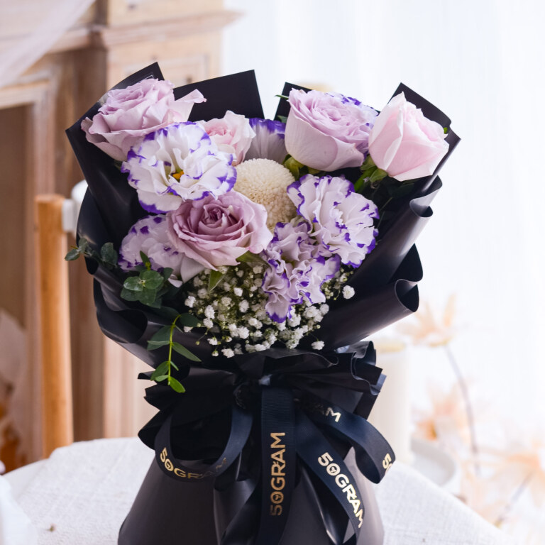 Purple, Pink, Purple Rose, Pink Rose, Baby Breath, Eustoma, Free Delivery, KL, Kuala Lumpur, Birthday, Surprise