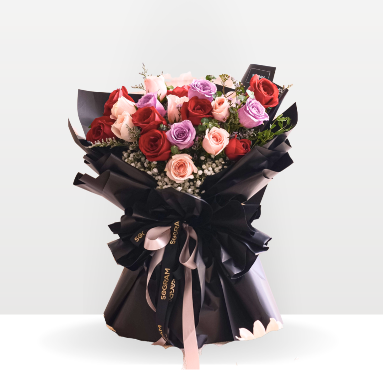 Red Rose, Purple Rose, Champagne Roses, Baby Breath - Free Delivery KL & PJ