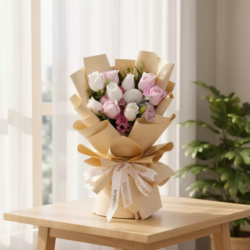 Sweet Heart Pink Roses Hand Bouquet