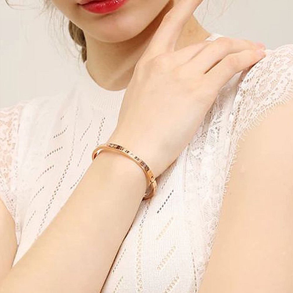 Chantal Roman Numeral Bangle in Rose Gold 2
