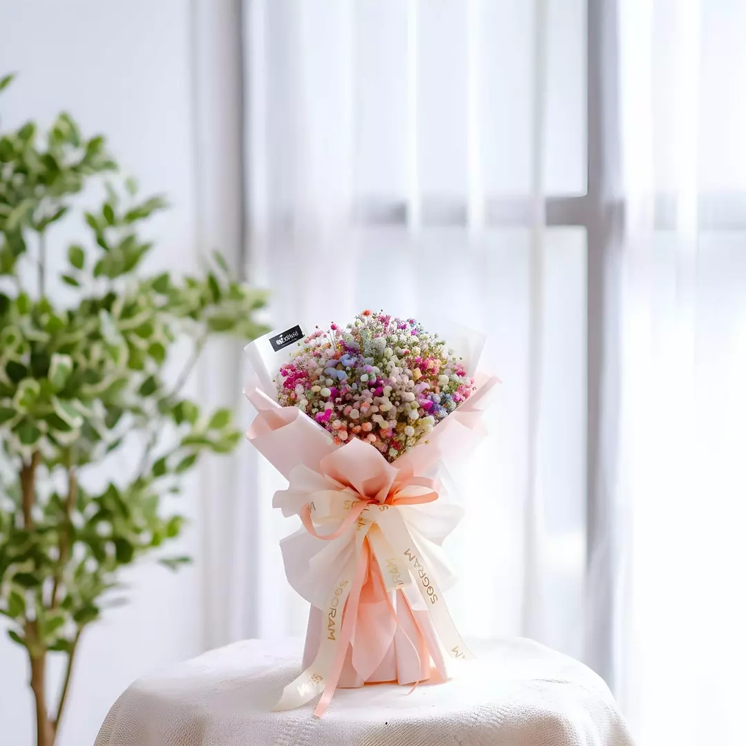 Baby Rainbow Baby Breath Hand Bouquet