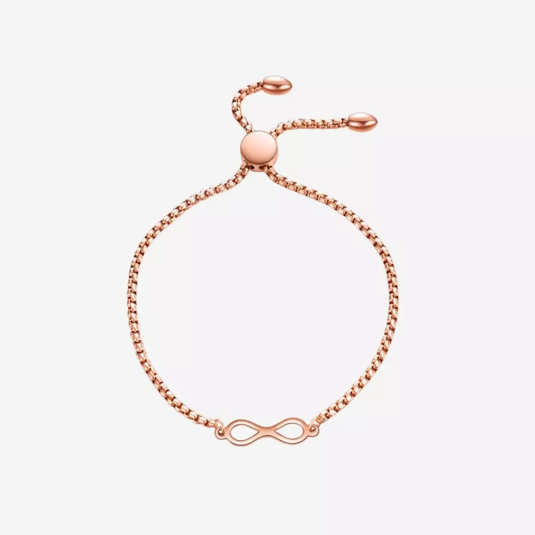 Infinity Endless Love Adjustable Bracelet in Rose Gold