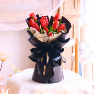 Kissed By Tulips - Red Tulip Hand Bouquet | Free Delivery KL & PJ