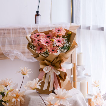 Peach Daisy, Pink Daisy, Baby Breath, Flower Bouquet, Free Delivery, KL, Kuala Lumpur, Birthday, Surprise