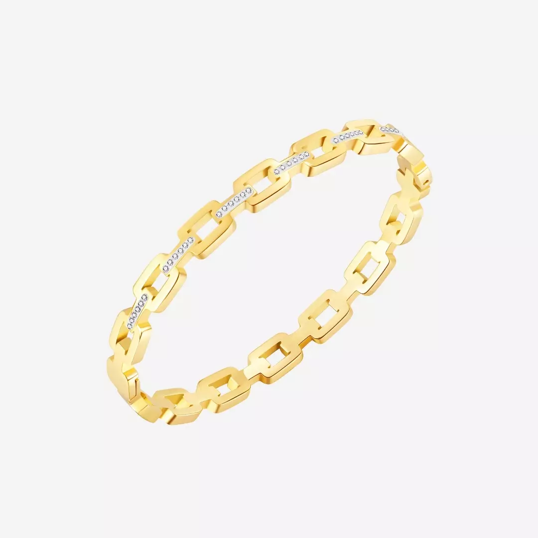 Monserrat Cubic Zirconia Link Clasped Bangle in Rose Gold