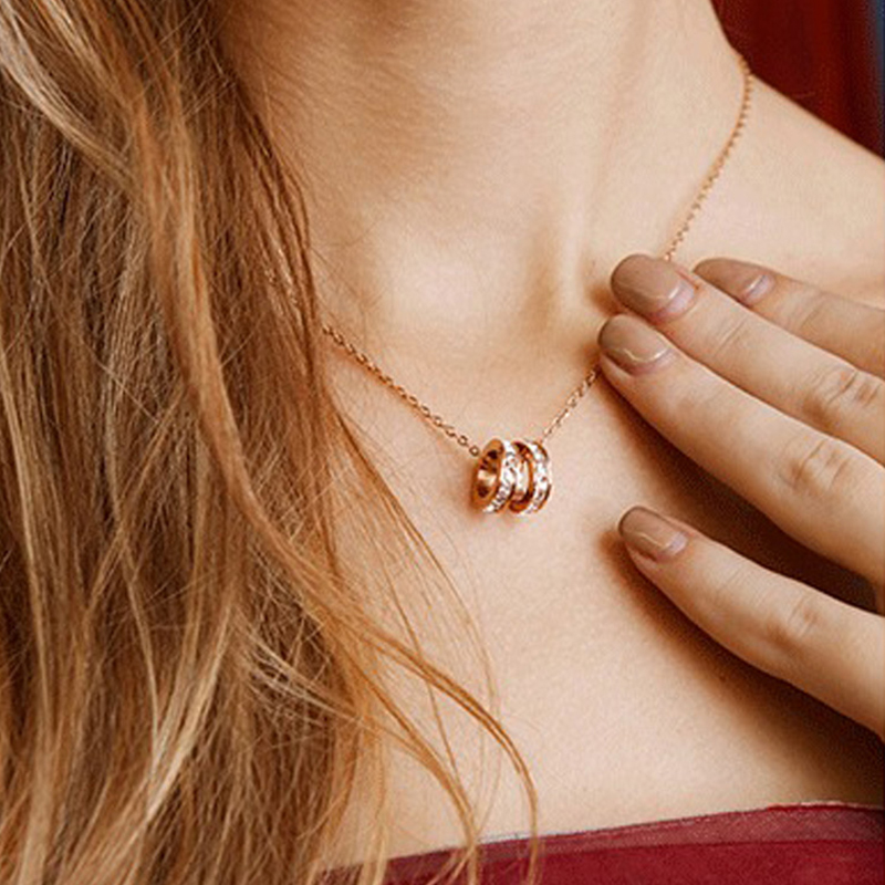 Eloise Necklace Paired with Arya Bangle Jewellery Set in Rose Gold 2