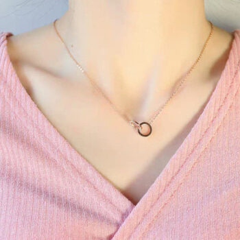Galadriel double hoop interlocking necklace in rose gold 1