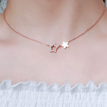 Titania twin stars pendant necklace in rose gold 2