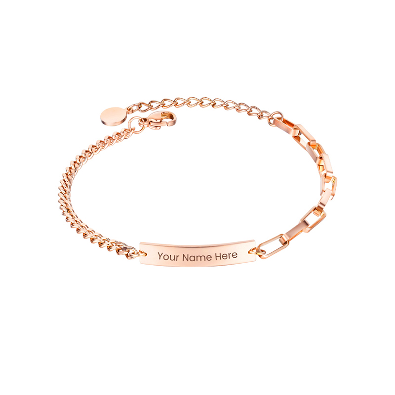 Valor Engravable Tag Pendant Bracelet in Rose Gold 1