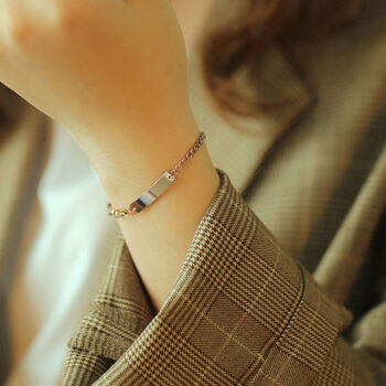 Valor engravable tag pendant bracelet in rose gold 2