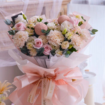 Pink rose, brut carnation, white ping pong, white eustoma, spray carnation white, eucalyptus cinerea, free delivery, kl, kuala lumpur, birthday, surprise