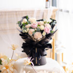 Brut Carnation, Pink Rose, Cream Rose, White Ping Pong, Spray Carnation White, Statice White, Eucalyptus Cinerea, Free Delivery, KL, Kuala Lumpur, Birthday, Surprise