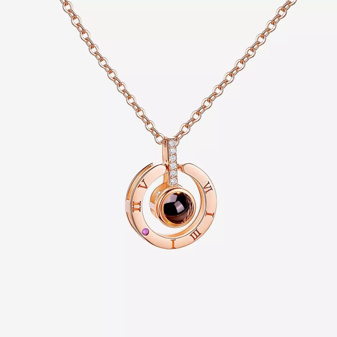 Fayre 100 Languages I Love You in Rose Gold Projection Necklace