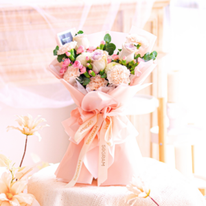 Primo Amore - Beige Carnation Bouquet Beige Carnation, Kenya Raindance, White Ping Pong, Spray Carnation Pink, Eucalyptus Cinerea, Free Delivery, KL, Kuala Lumpur, Birthday, Surprise