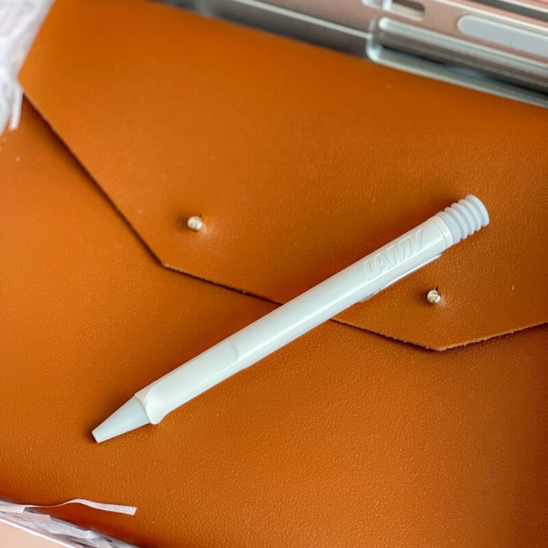 Multifunctional leather tablet bag, lamy ballpoint pen