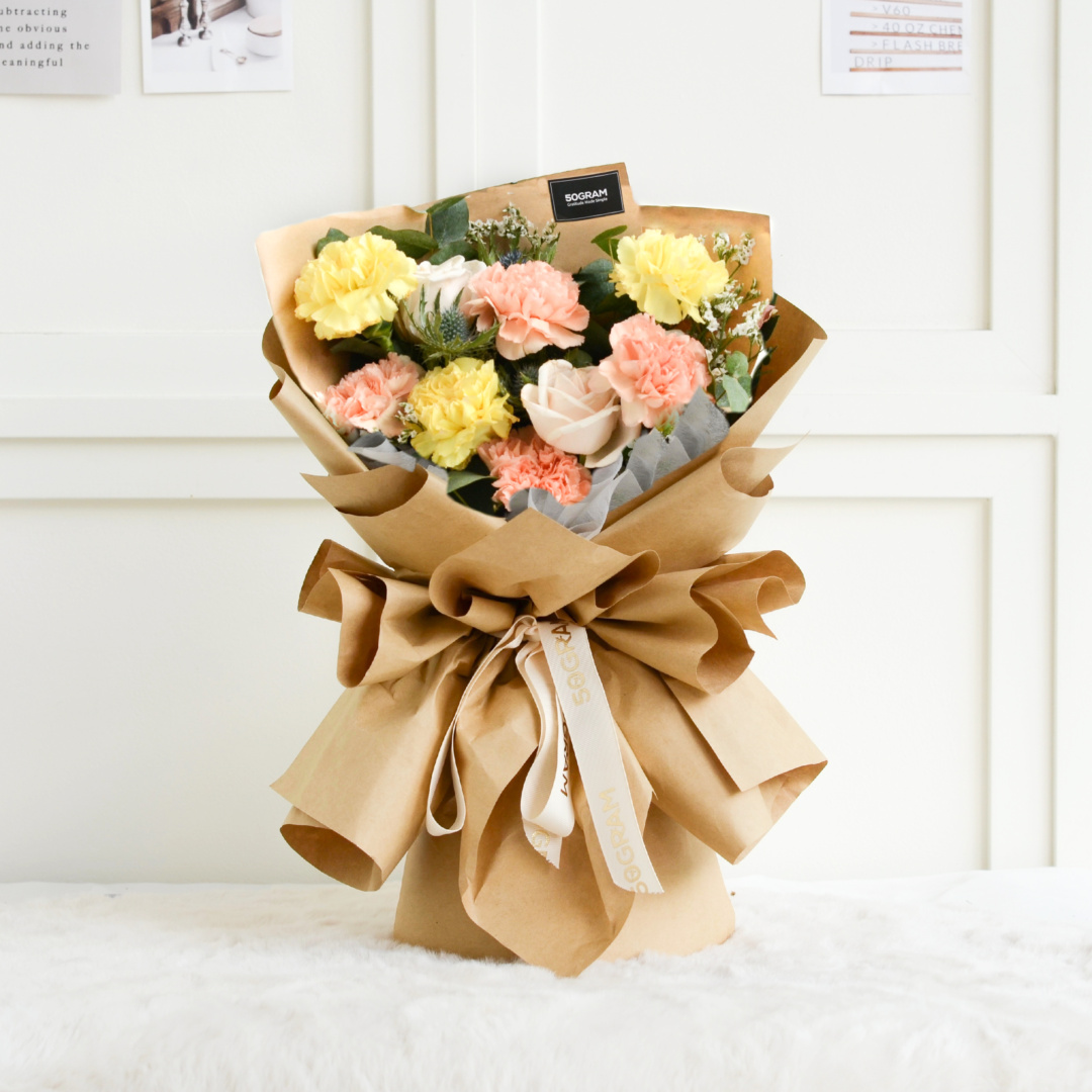 Summer Breeze – Yellow Orange Carnation Bouquet