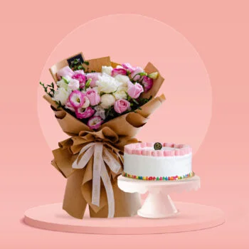 Pink, white, rose, pink rose, white rose, cake, bundle, free delivery, kl, kuala lumpur, birthday, surprise