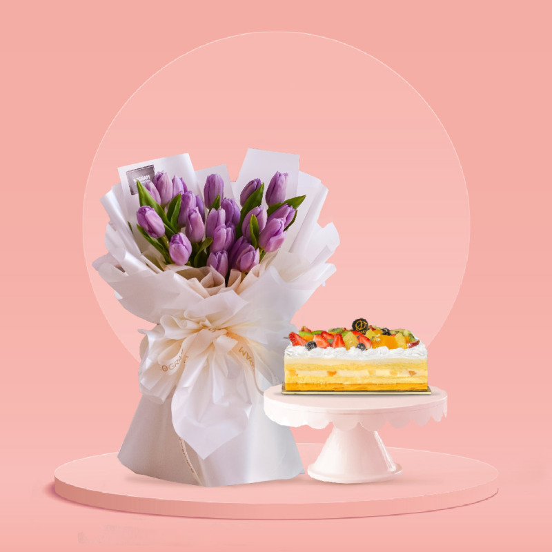 Light purple, tulip, light purple tulip, cake, bundle, free delivery, kl, kuala lumpur, birthday, surprise