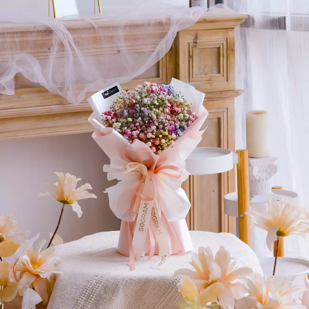 Baby Rainbow Baby Breath Hand Bouquet