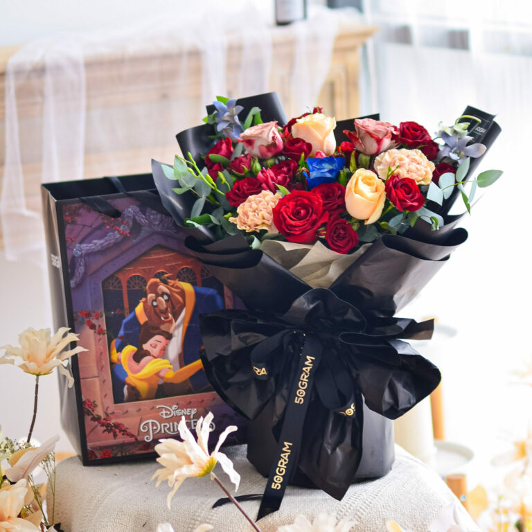 Kenya Red Rose, Cappuccino Rose, Champagne Rose, White Rose, Alstroemeria Red, Spray Rose Red, Carnation Dusty, Eucalyptus Cinerea, Free Delivery, KL, Kuala Lumpur, Birthday, Surprise