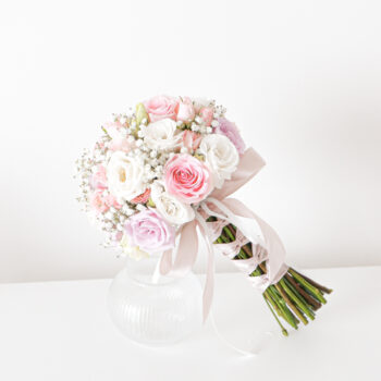 Pink rose, lilac rose, spray rose pink, white eustoma, baby breath, eucalyptus baby blue, wedding, bridal, bridal bouquet, free delivery, kl, kuala lumpur