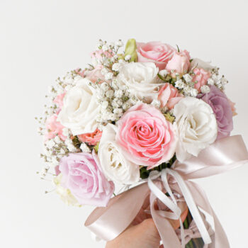 Pink rose, lilac rose, spray rose pink, white eustoma, baby breath, eucalyptus baby blue, wedding, bridal, bridal bouquet, free delivery, kl, kuala lumpur