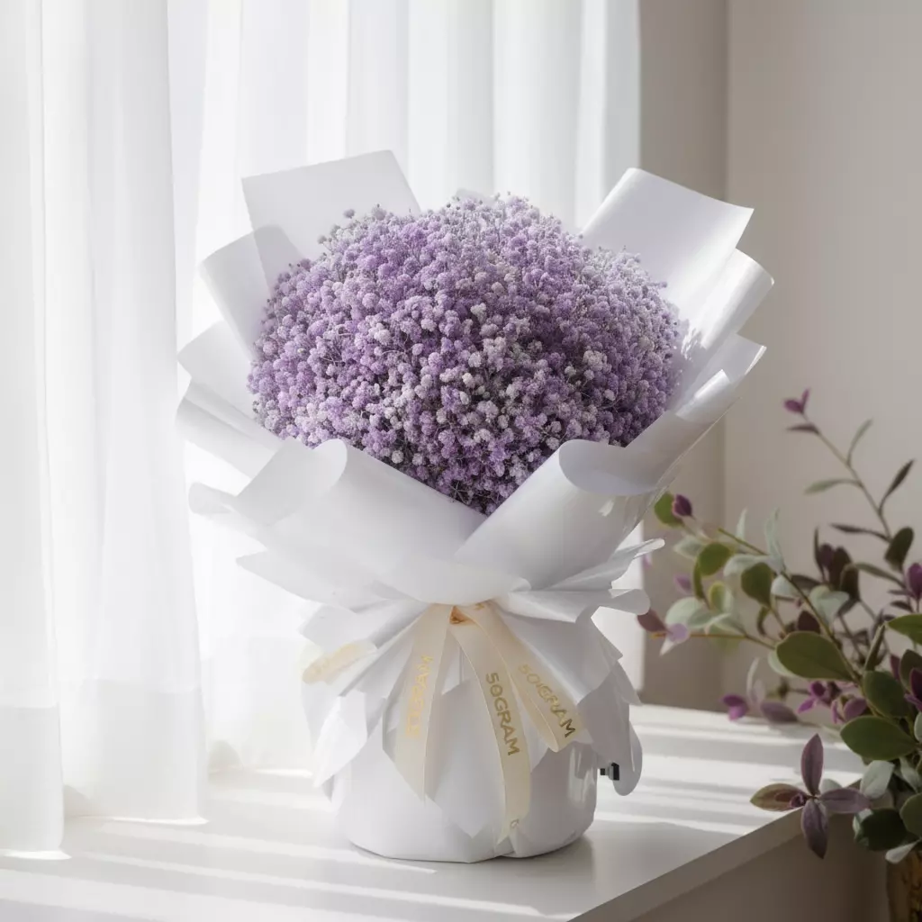 Baby Lavender Baby Breath Hand Bouquet