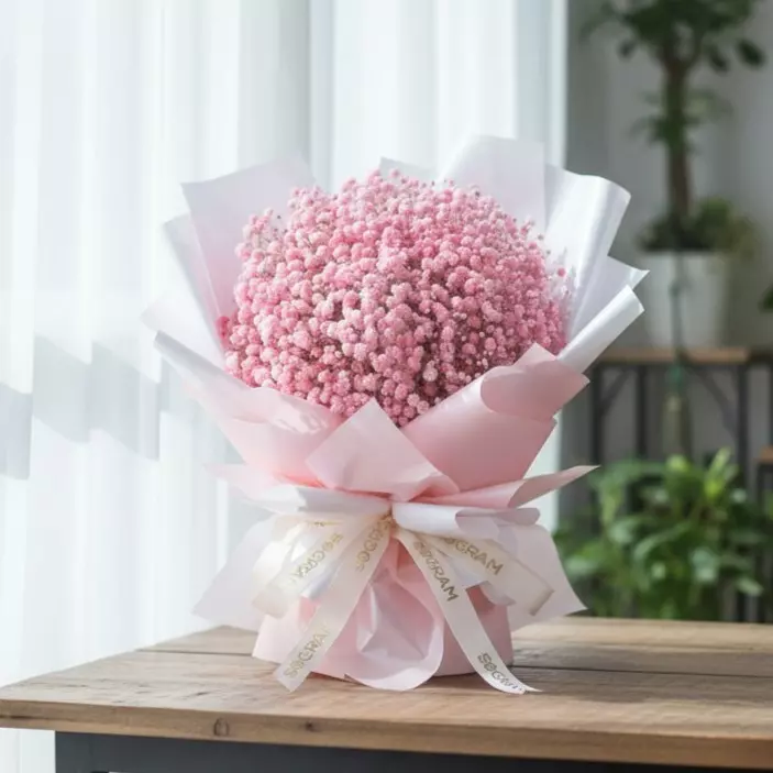 Baby Pink Baby Breath Hand Bouquet