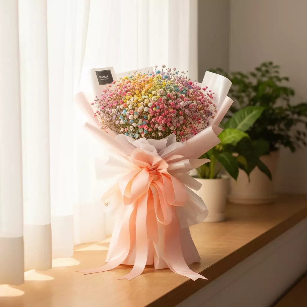Baby Rainbow Baby Breath Hand Bouquet