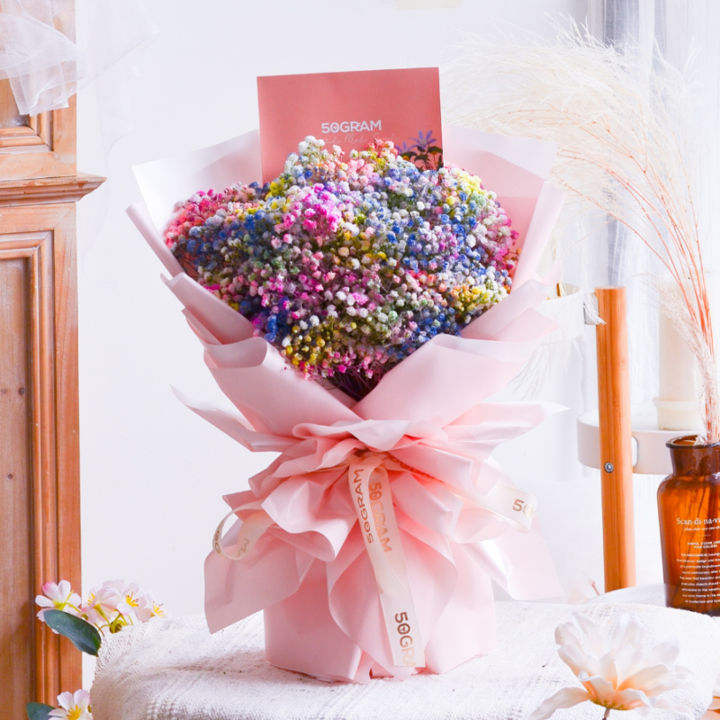 Baby Rainbow Baby Breath Hand Bouquet