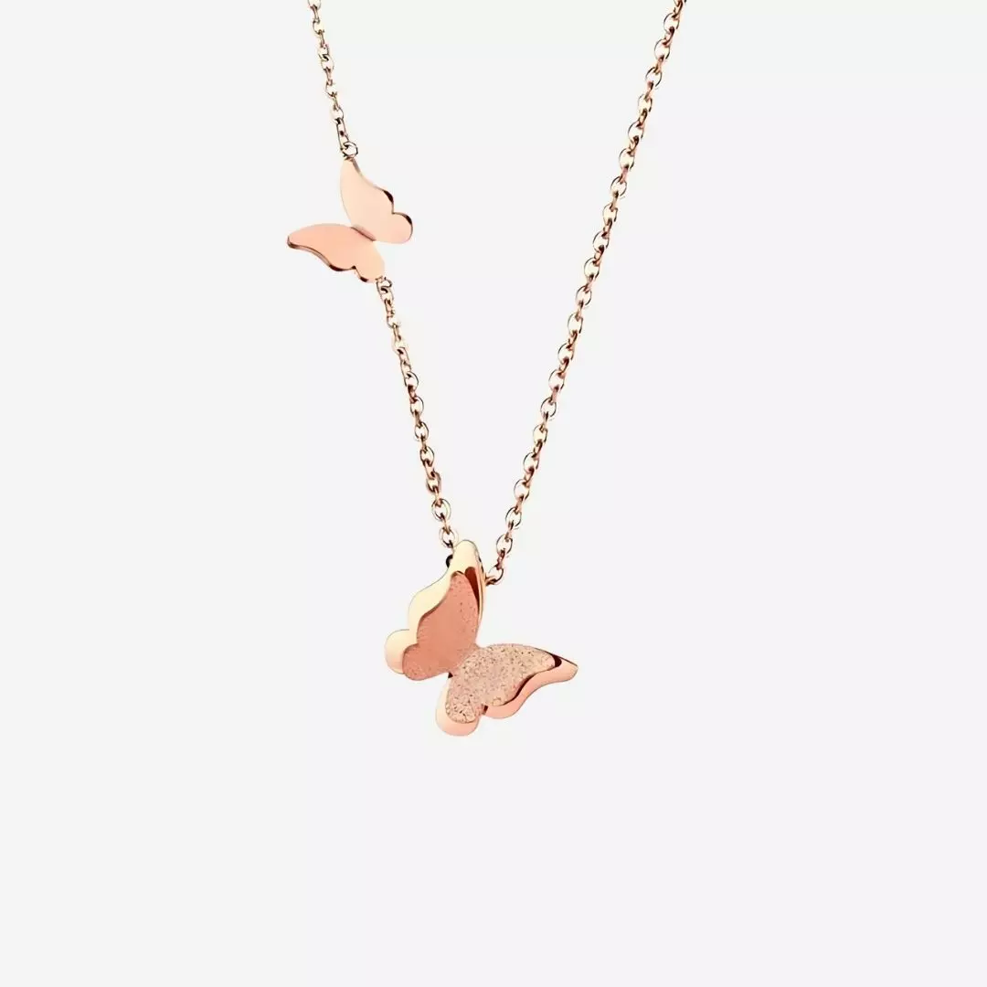 Queen Alexandra Butterfly Rose Gold Necklace