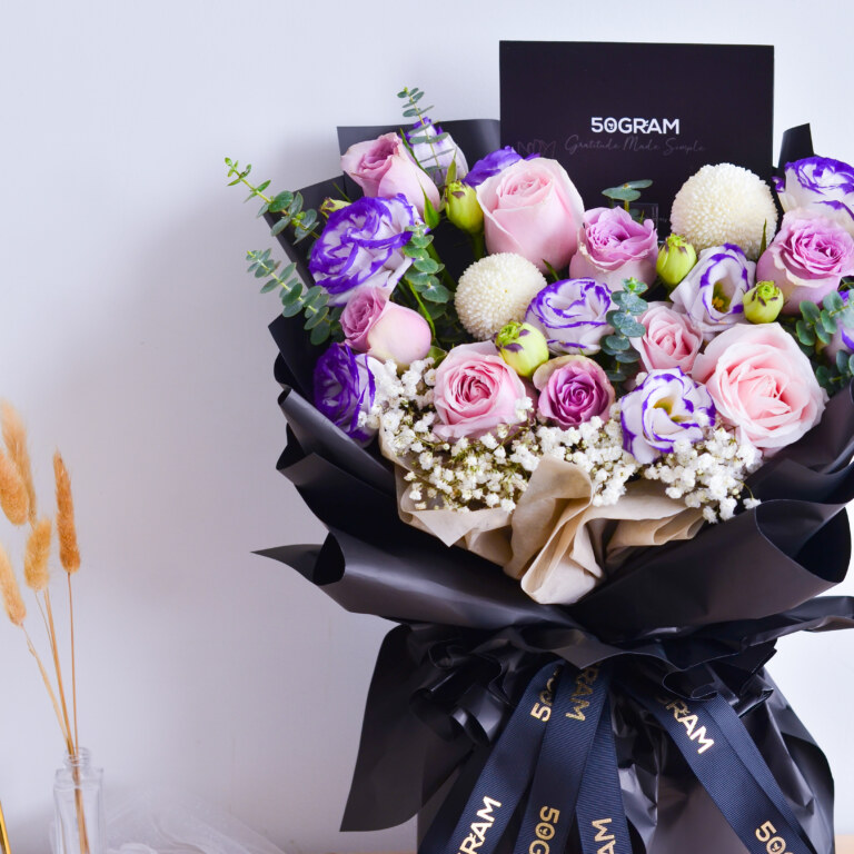 Emily Medium Purple Roses Bouquet , Free Delivery, KL, Kuala Lumpur, Birthday, Surprise Flower Box Free Delivery