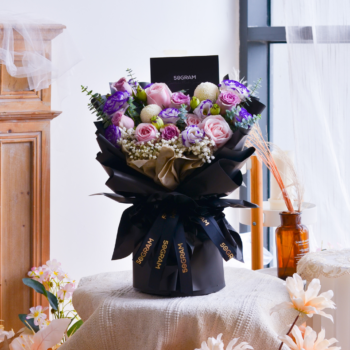 Emily medium purple roses bouquet , free delivery, kl, kuala lumpur, birthday, surprise flower box free delivery