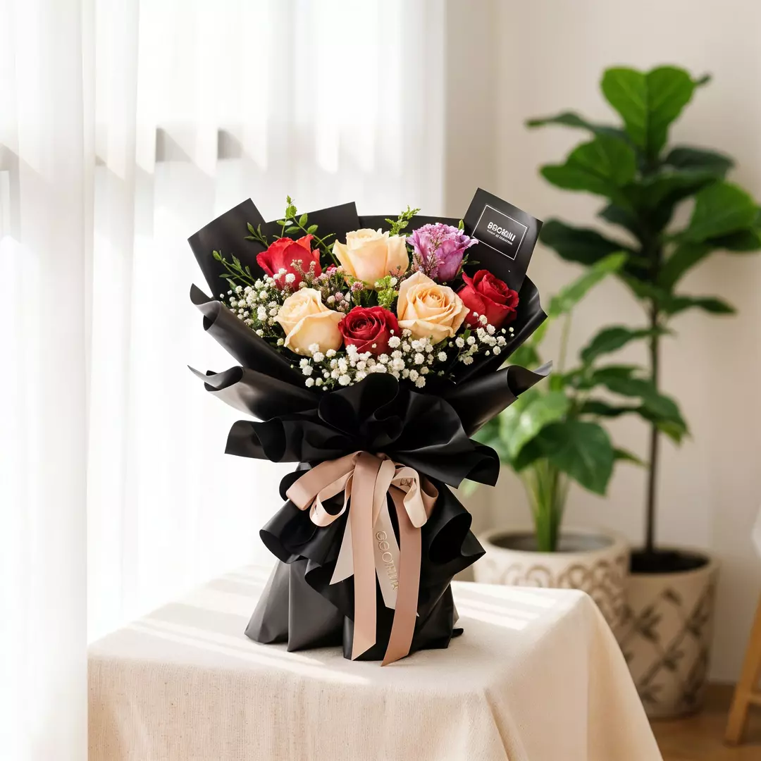 Evermore Red and Champagne Roses Hand Bouquet