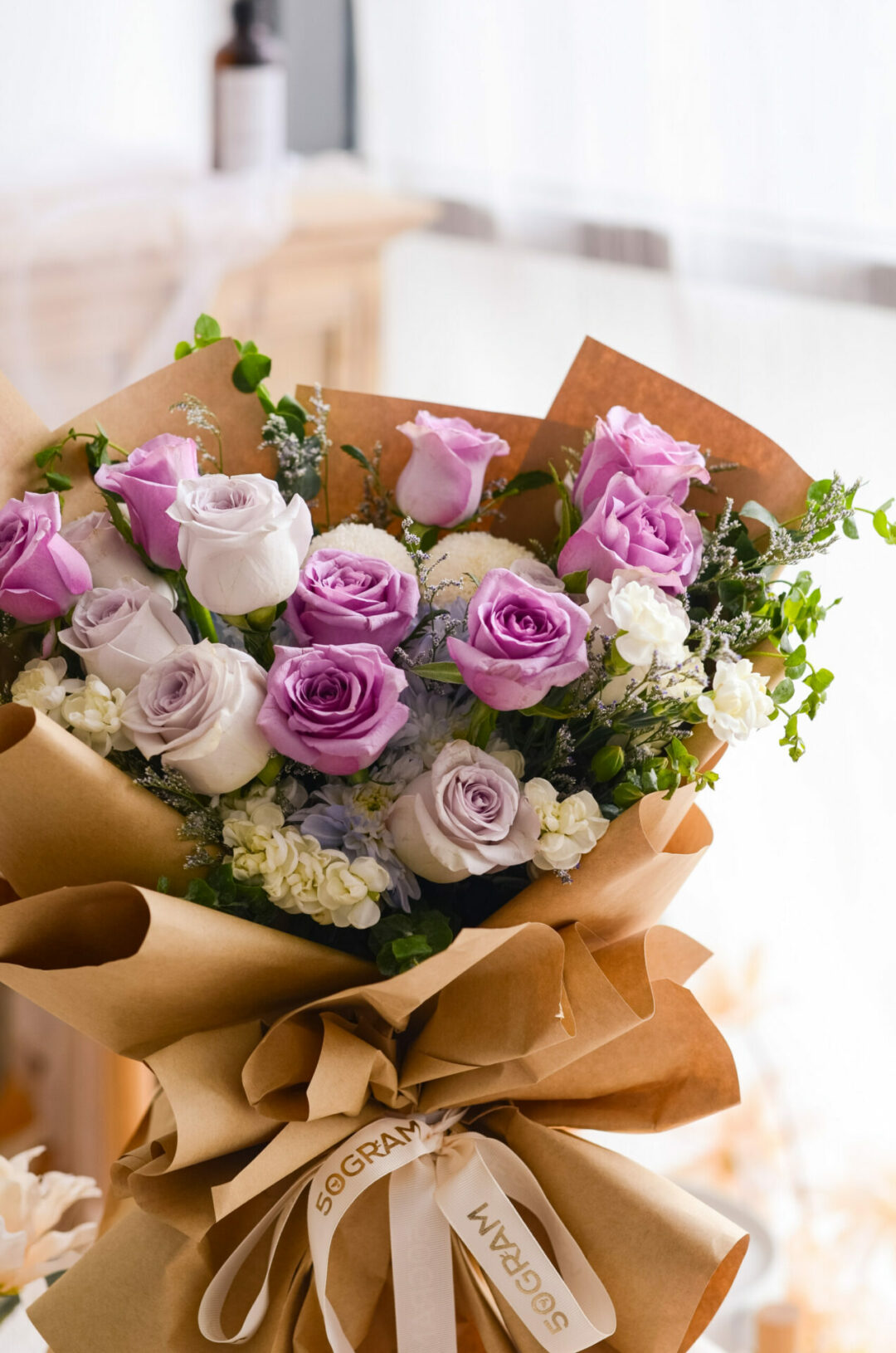 Purple color rose, light purple color roses flower bouquet