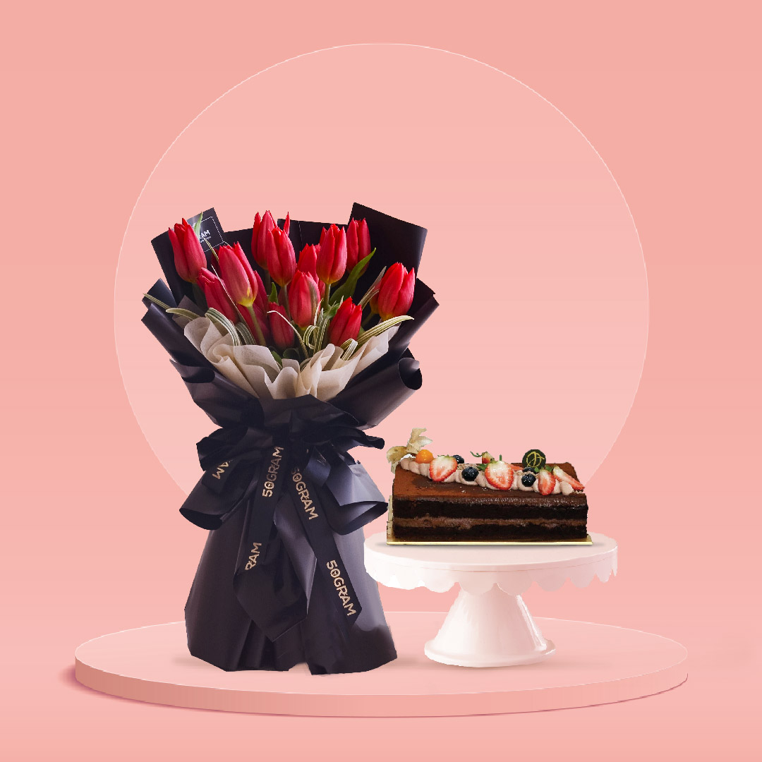 Kissed by tulip & cake bundle – large