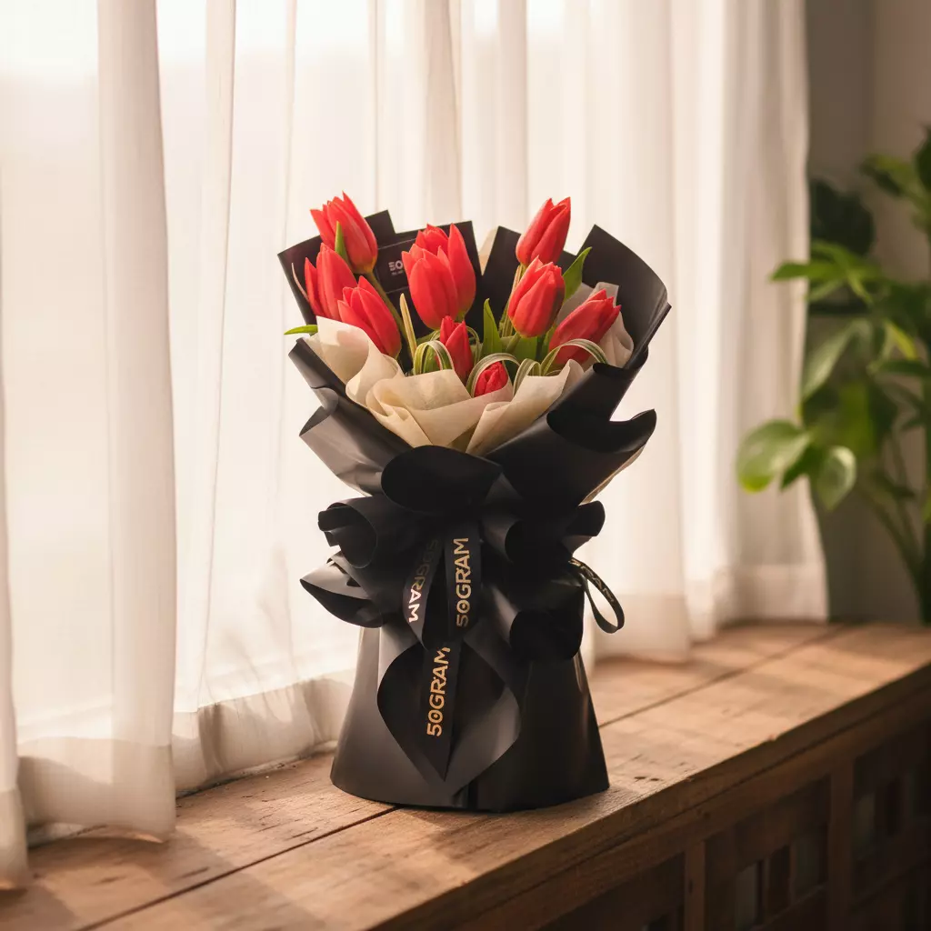 Kissed by Tulips Red Tulip Hand Bouquet