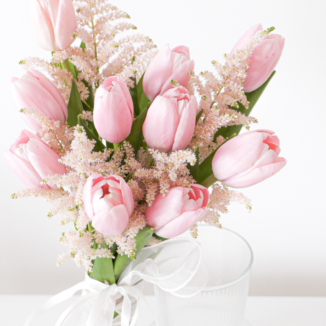 pink tulip, astilbe pink, wedding, bridal, bridal bouquet, Free Delivery, KL, Kuala Lumpur