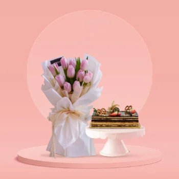 Light pink, tulip, light pink tulip, cake, bundle, free delivery, kl, kuala lumpur, birthday, surprise