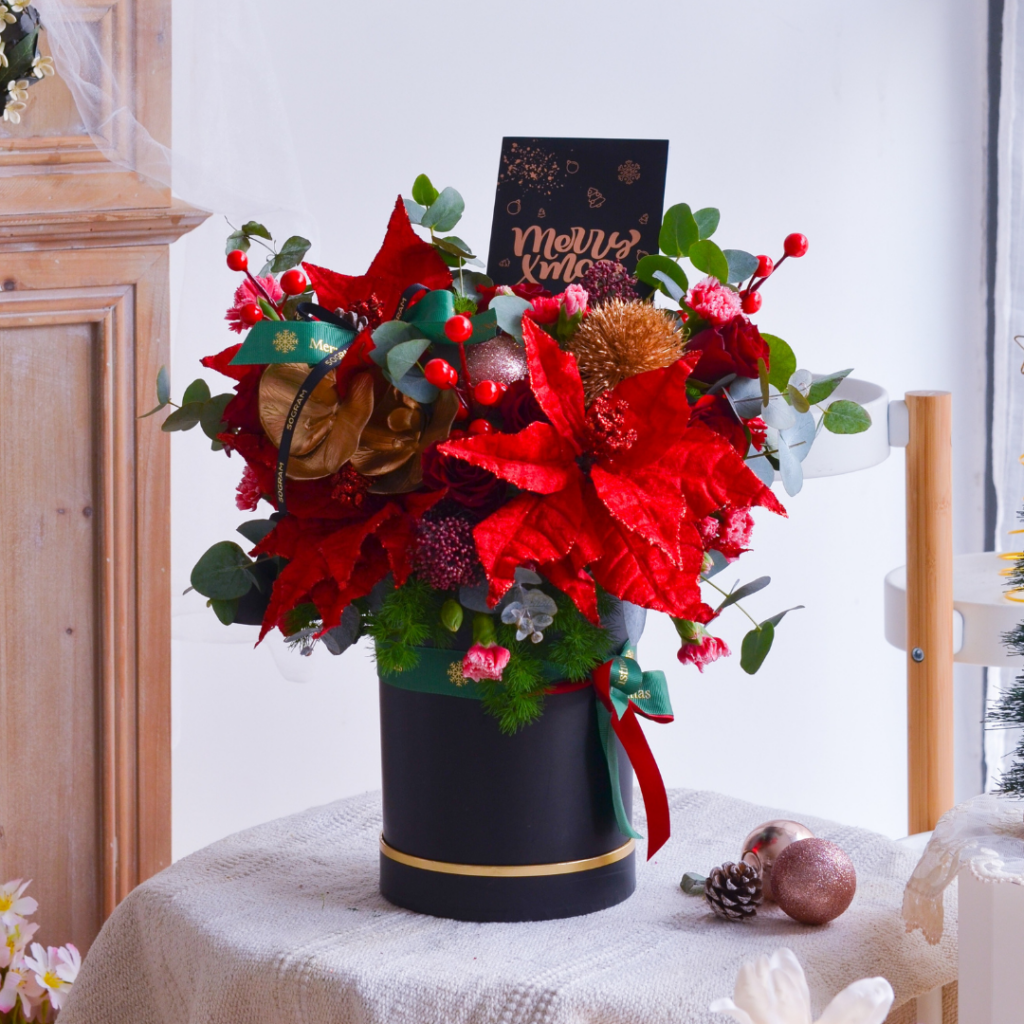 Dear santa claus christmas flower box , free same day delivery to kl & pj