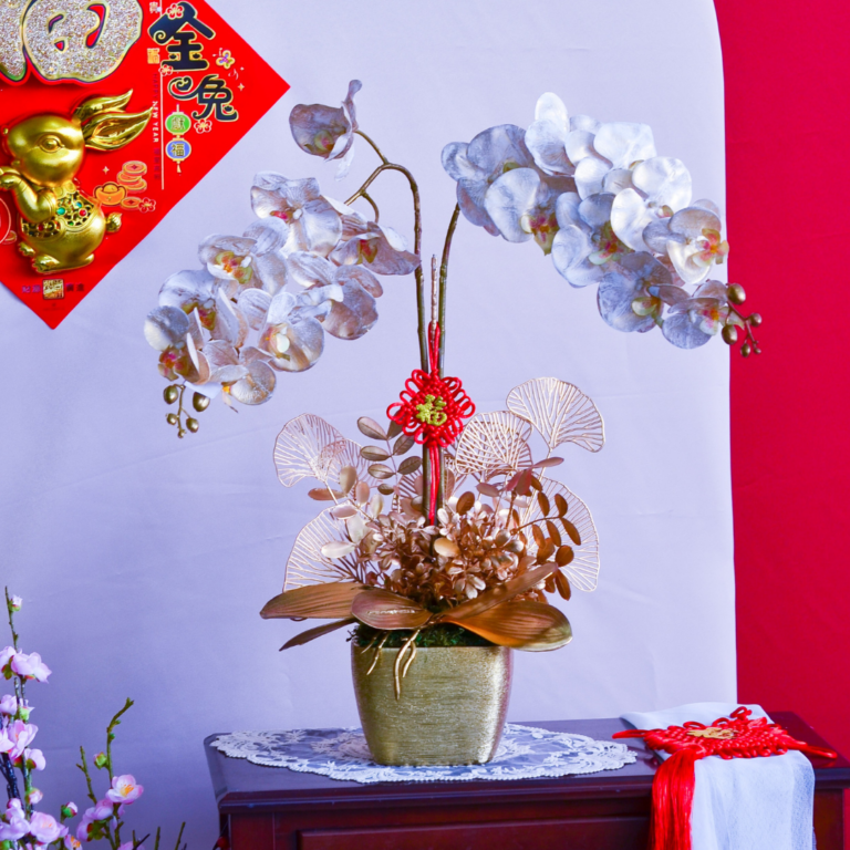 金玉满堂（Golden and Jade-Filled Orchid Decorative Flower - Cny Flower Free Delivery to KL/PJ