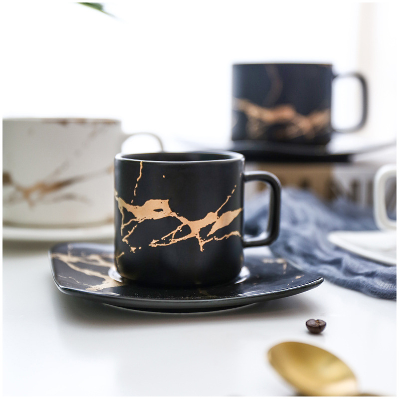 Classy marbled ceramic coffee cup black 1