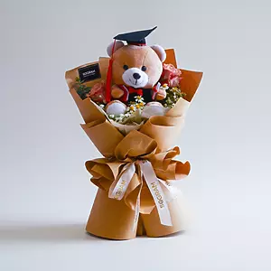 Rosy Bear Graduation Hand Bouquet