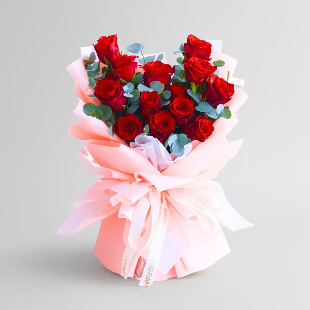 Valence Red Rose Qi Xi Hand Bouquet