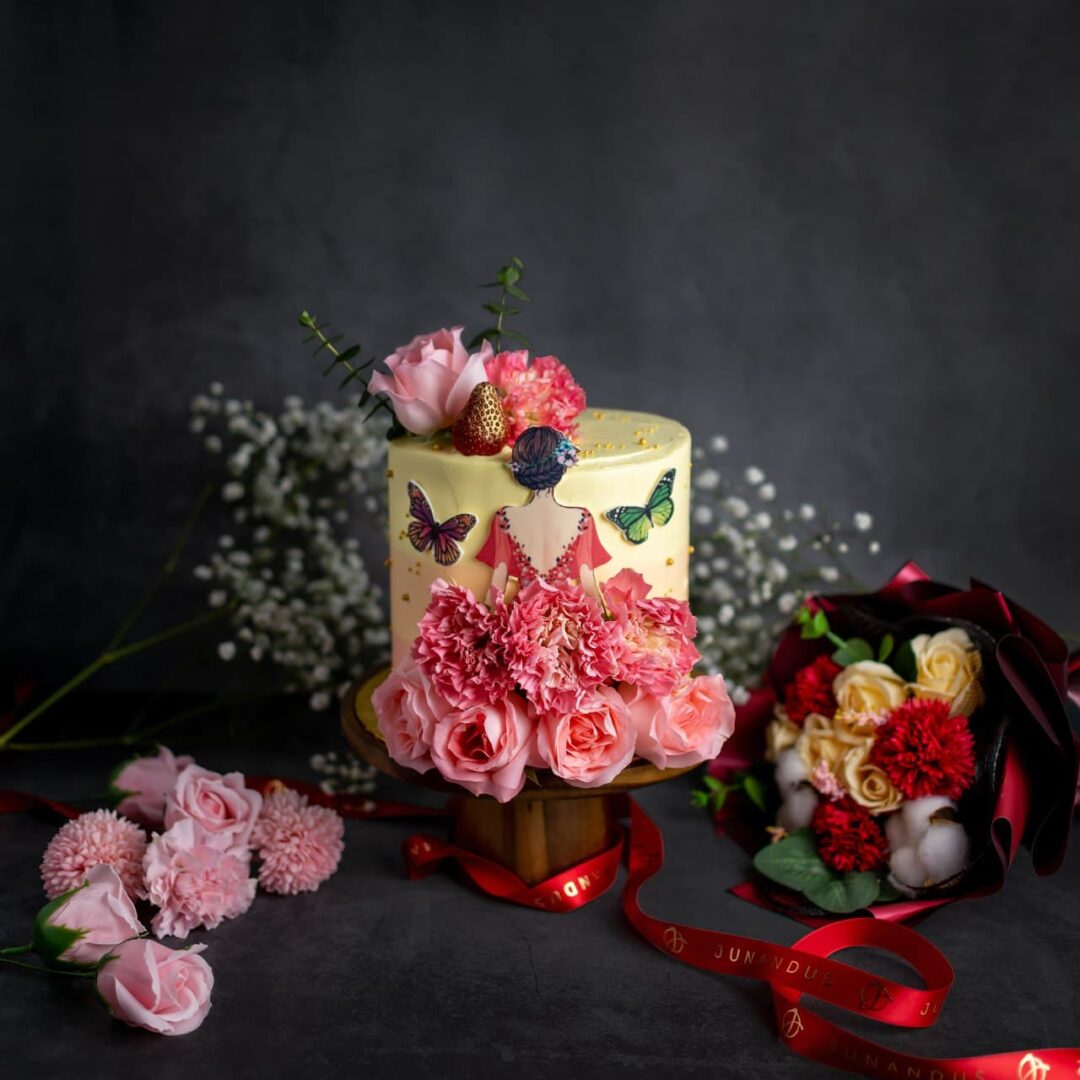 Flower petal lady cake 1