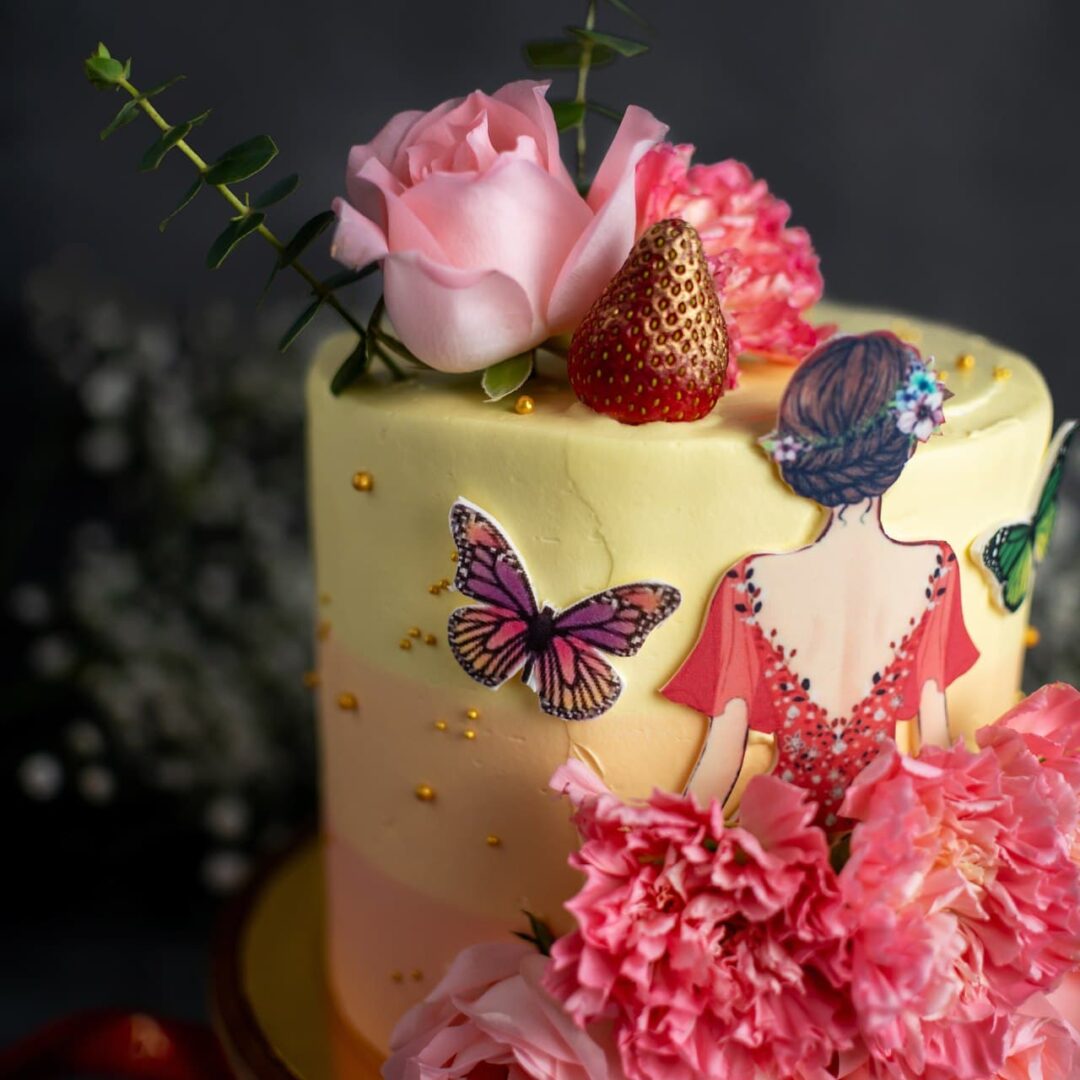 Flower petal lady cake 3