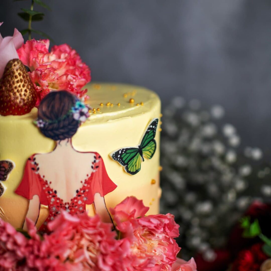Flower petal lady cake 4