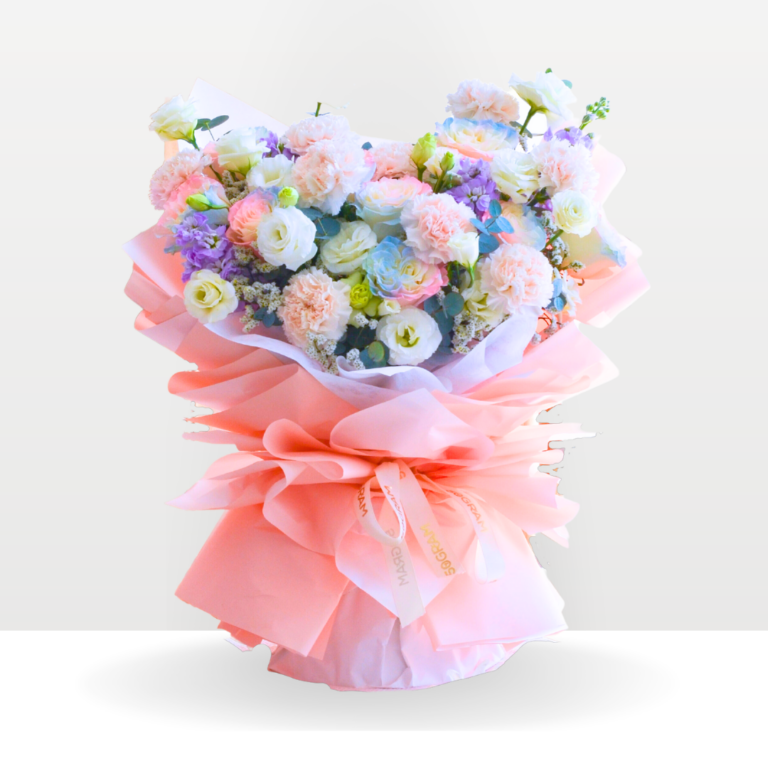 Mermaid Pink Blue Roses Hand Bouquet - Free Delivery KL & PJ