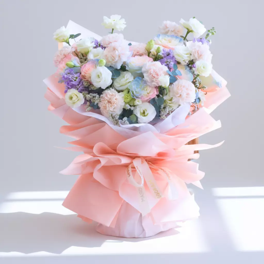 Mermaid Pink Blue Roses Hand Bouquet