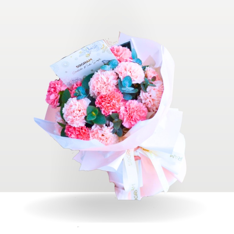 Delicate Embrace Round Shape Pink Carnation Bouquet Free Delivery KL PJ